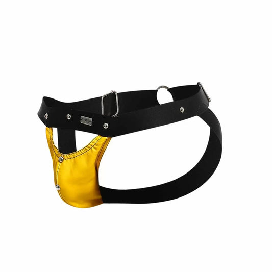 Dngeon Peekaboo Jockstrap Yellow One Size | 804859876430 | Available at EroticWarehouse.com