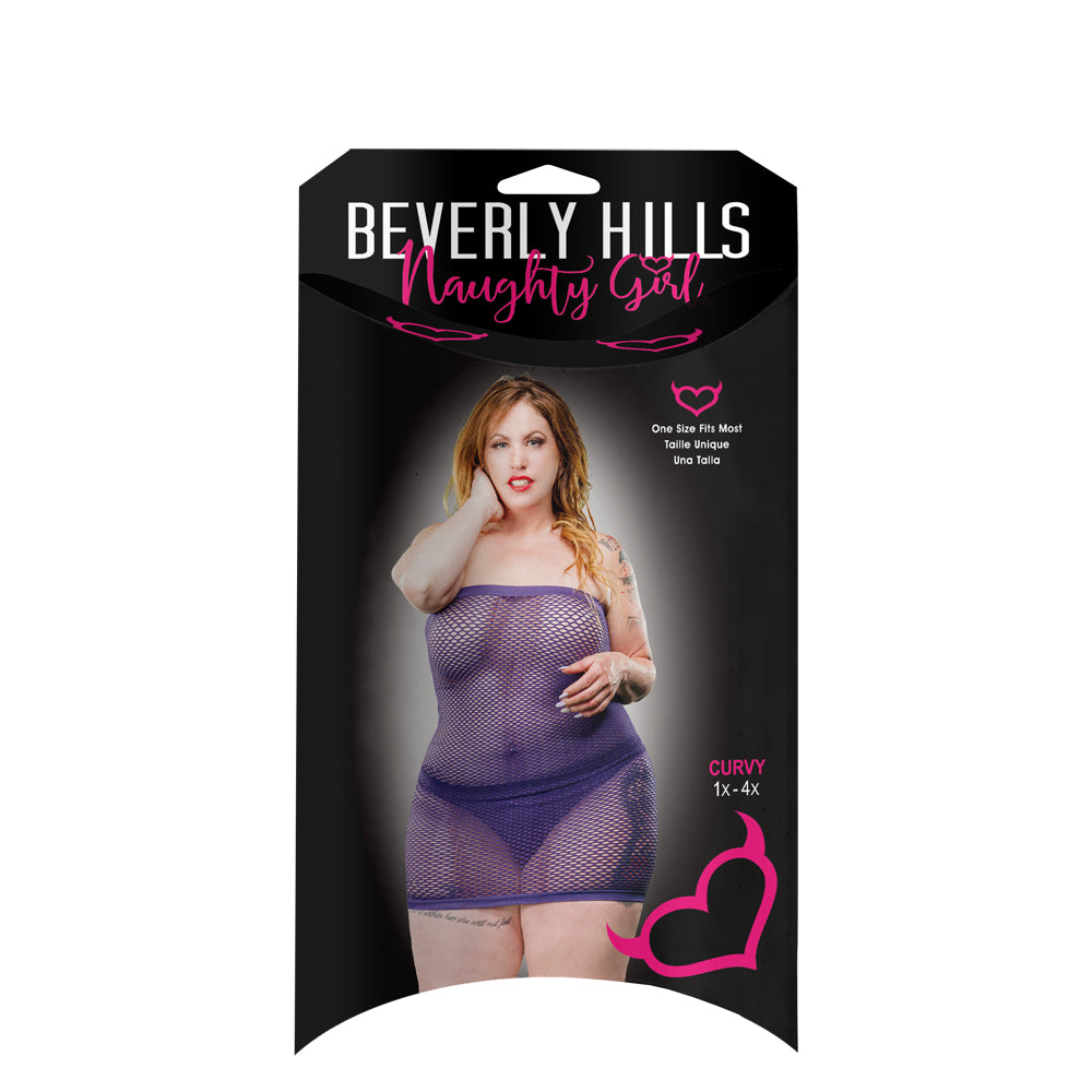 Ladies Naughty Lingerie All Over Mesh Tube Curvy Size Dress Violet | 809565038042 | Available at EroticWarehouse.com