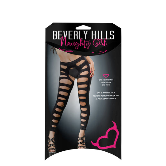 Ladies Sexy Tights Varigated Holes Crotchless And Buttless Leggings Black | 809565038226 | Available at EroticWarehouse.com