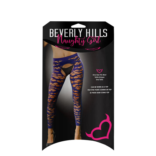 Ladies Lace Sexy Full Mesh Design Crotchless And Buttless Leggings Violet | 809565038257 | Available at EroticWarehouse.com
