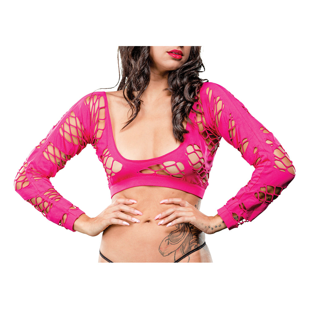 Ladies Exotic Sheer Wild Design Mesh Crotchless And Buttless Leggings Pink | 809565038356 | Available at EroticWarehouse.com