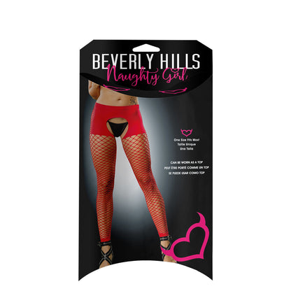 Ladies Hot Sexy Crotchless Short Style With Mesh Bottom And Buttless Leggings Red | 809565038417 | Available at EroticWarehouse.com