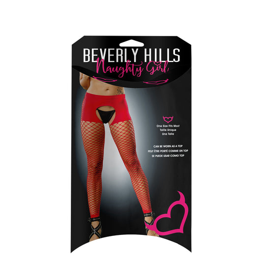 Ladies Hot Sexy Crotchless Short Style With Mesh Bottom And Buttless Leggings Red | 809565038417 | Available at EroticWarehouse.com
