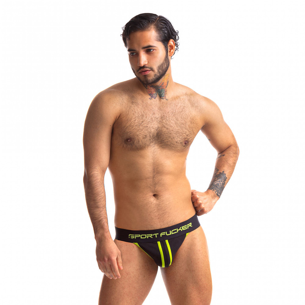 Sport Fucker Jersey Jock Black/Green Md | 810001686376 | Available at EroticWarehouse.com