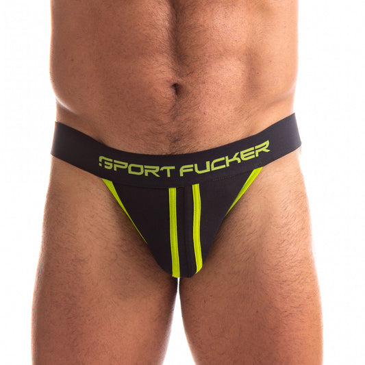 Sport Fucker Jersey Jock Black/Green Md | 810001686376 | Available at EroticWarehouse.com