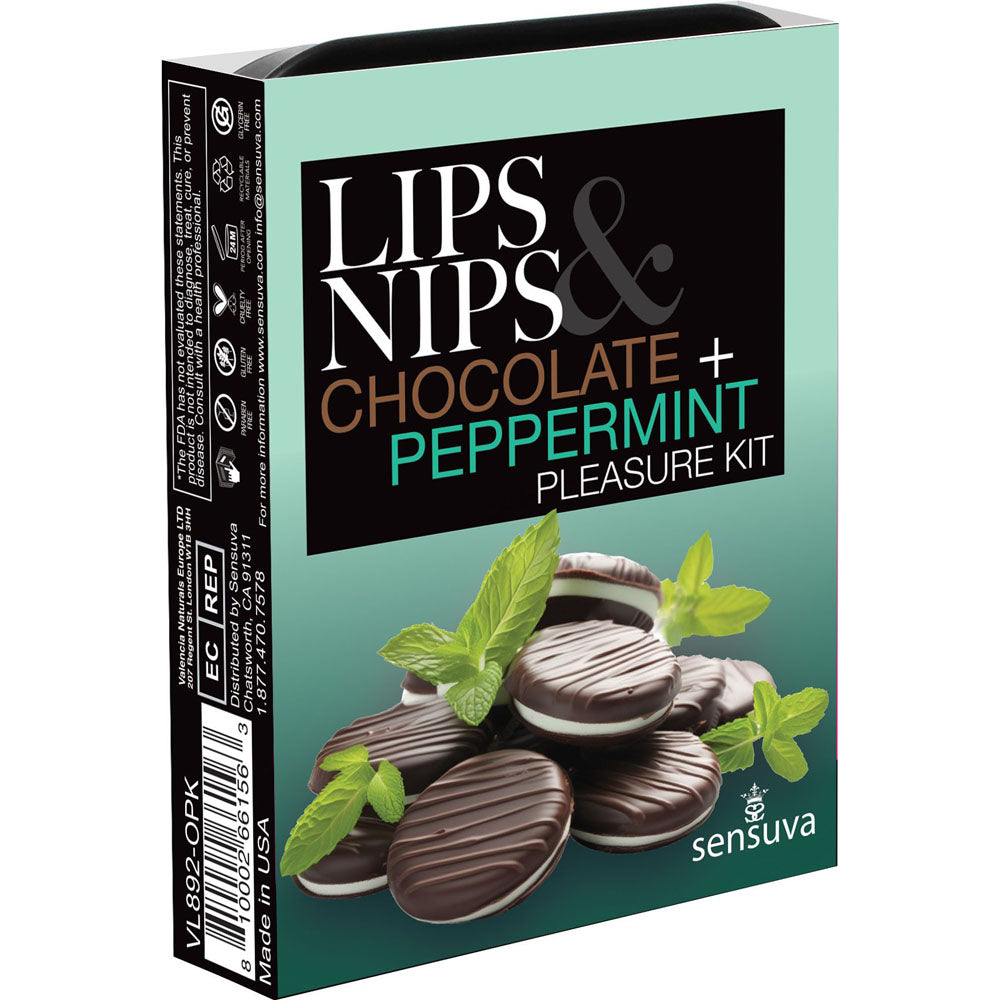 Lips & Nips Pleasure Kit Chocolate Peppermint | 810002661563 | Available at EroticWarehouse.com