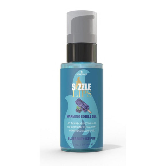 Sizzle Lips Warming Gel Blueberry Ice Pop 2 oz. Bottle | 810002664120 | Available at EroticWarehouse.com