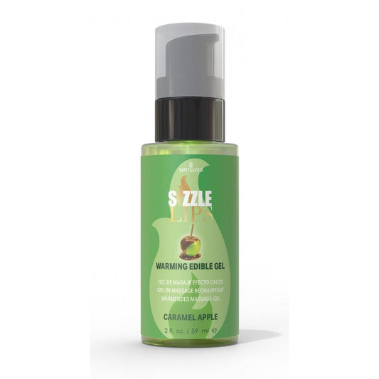 Sizzle Lips Warming Gel Caramel Apple 2 oz. Bottle | 810002664151 | Available at EroticWarehouse.com