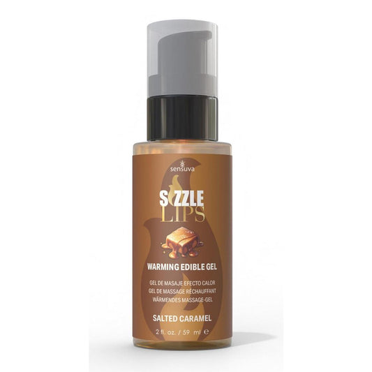 Sizzle Lips Warming Gel Salted Caramel 2 oz. Bottle | 810002664175 | Available at EroticWarehouse.com