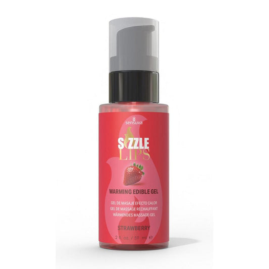 Sizzle Lips Warming Gel Strawberry 2 oz. Bottle | 810002664182 | Available at EroticWarehouse.com