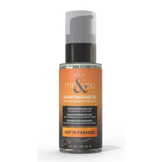 Me & You Massage Oil Lust In Paradise 2 oz. Bottle | 810002664403 | Available at EroticWarehouse.com