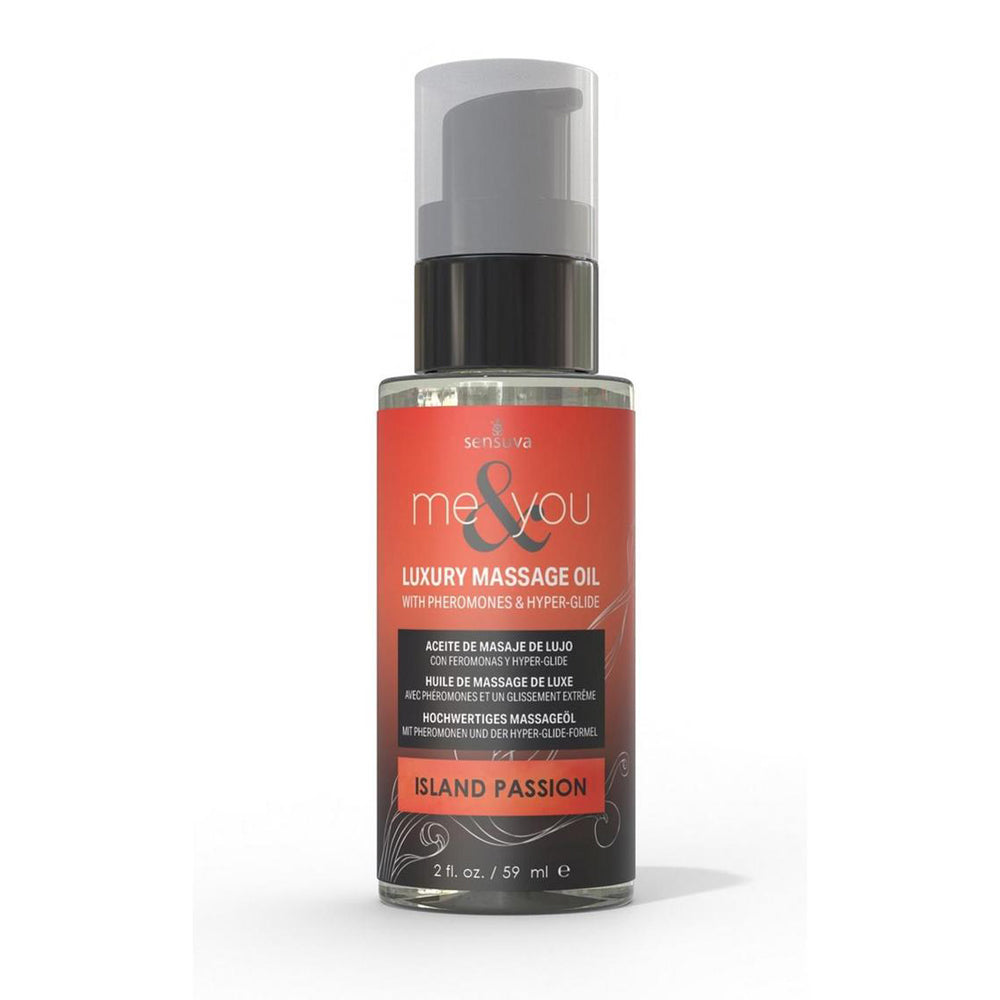 Me & You Massage Oil Island Passion 2 oz. Bottle | 810002664496 | Available at EroticWarehouse.com