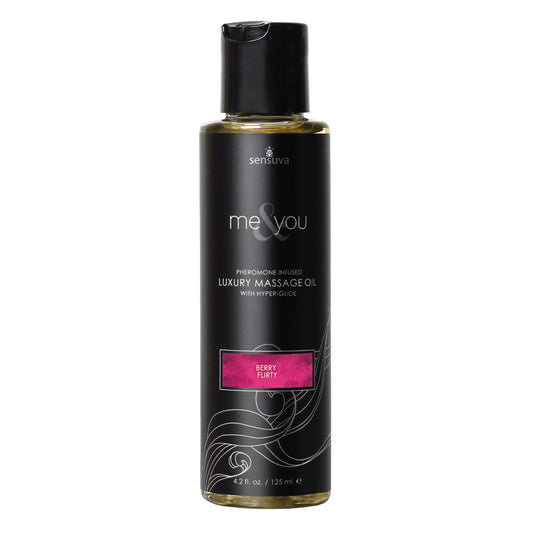 Me & You Berry Flirt Massage Oil 4.2 oz. Bottle | 810002664557 | Available at EroticWarehouse.com