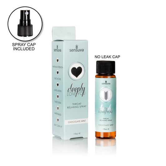 Deeply Love You Throat Relaxing Spray 1 oz. Bottle Chocolate Mint | 810002664908 | Available at EroticWarehouse.com