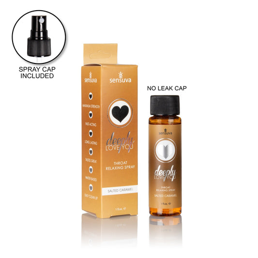 Deeply Love You Throat Relaxing Spray 1 oz. Bottle Salted Caramel | 810002664915 | Available at EroticWarehouse.com