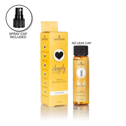 Deeply Love You Throat Relaxing Spray 1 oz. Bottle Butter Rum | 810002664953 | Available at EroticWarehouse.com
