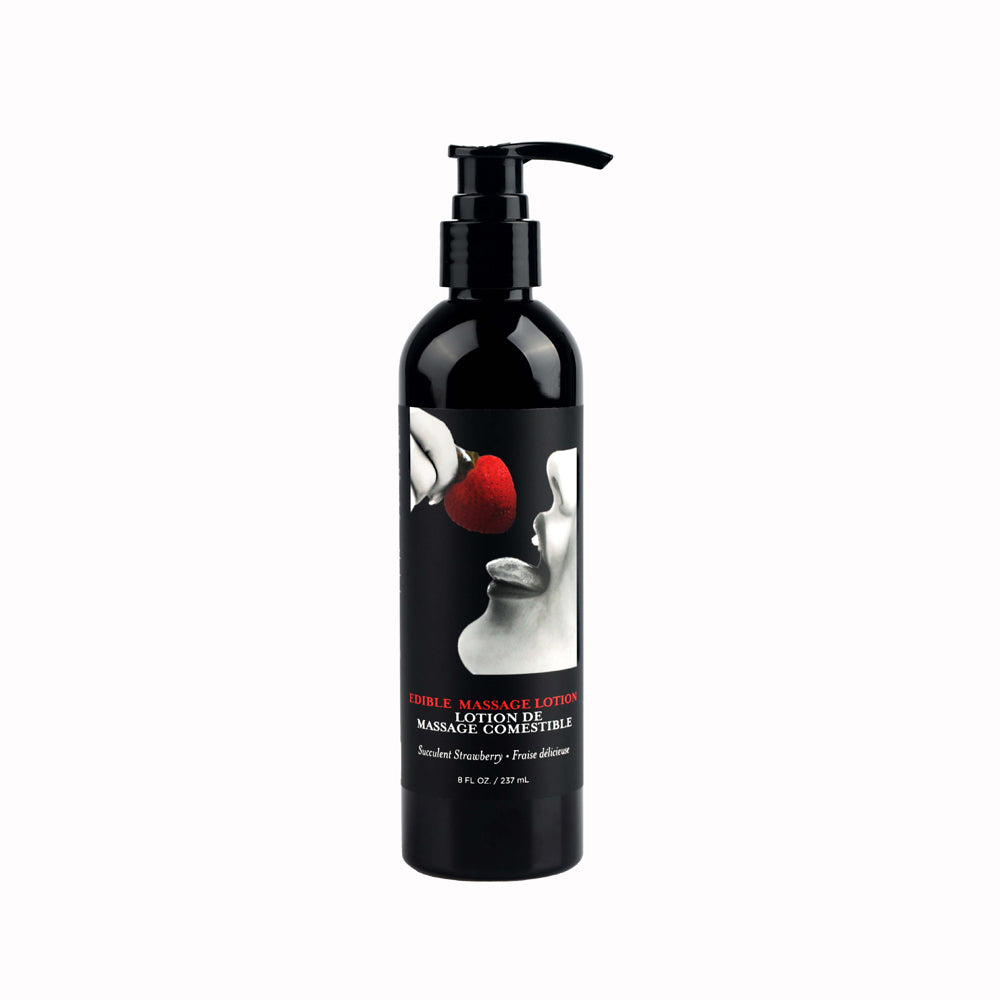 Edible Massage Lotion Strawberry 8 oz. | 810040294709 | Available at EroticWarehouse.com