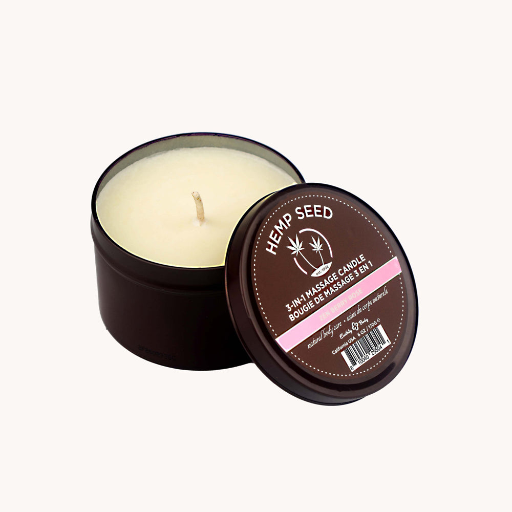 Hemp Seed 3-In-1 Massage Candle Zen Berry Rose 6 oz. | 810040295041 | Available at EroticWarehouse.com