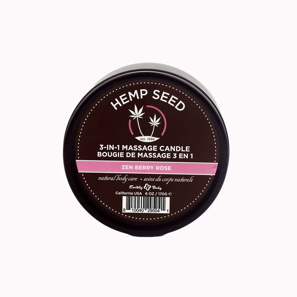 Hemp Seed 3-In-1 Massage Candle Zen Berry Rose 6 oz. | 810040295041 | Available at EroticWarehouse.com
