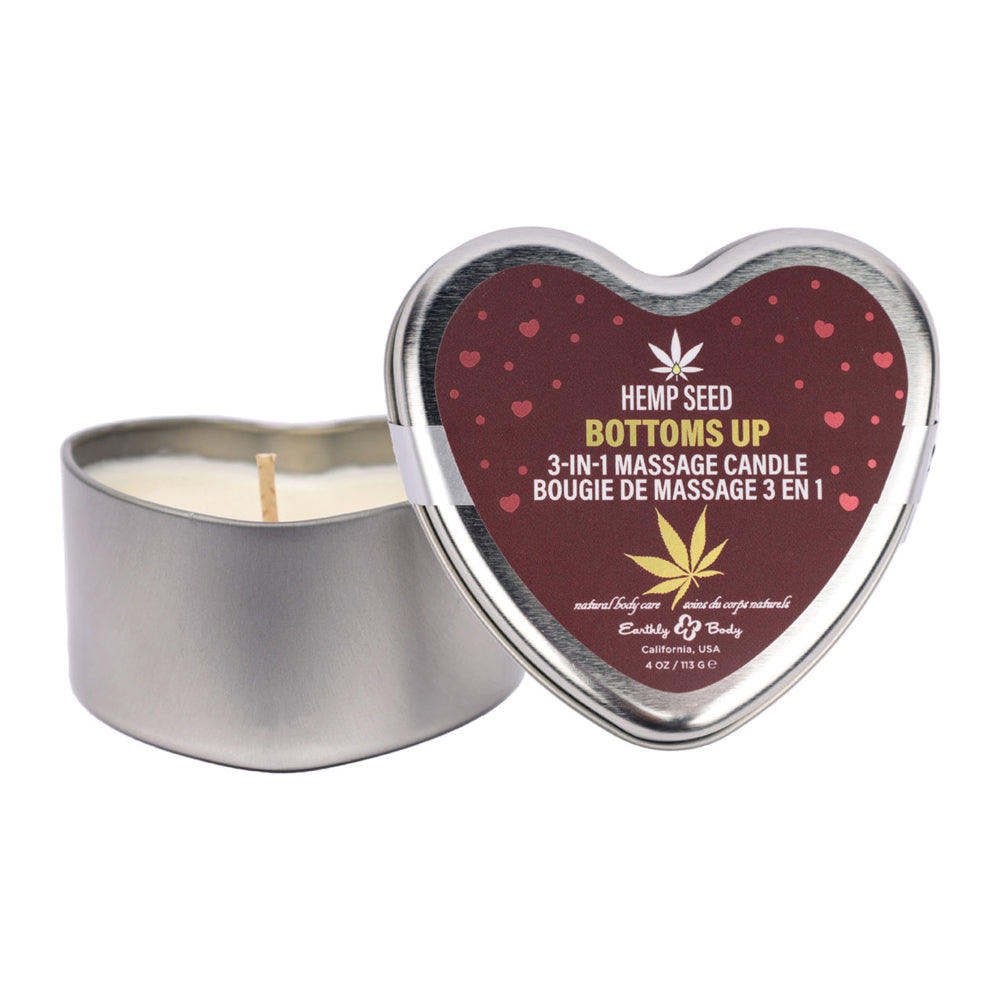 Hemp Seed 3-In-1 Valentine 2025 Candle Bottom's Up 4.7 oz. | 810040297205 | Available at EroticWarehouse.com