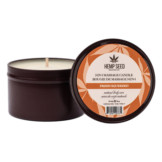 Hemp Seed 3-In-1 Massage Candle Fresh Squeezed 6 oz. | 810040297731 | Available at EroticWarehouse.com