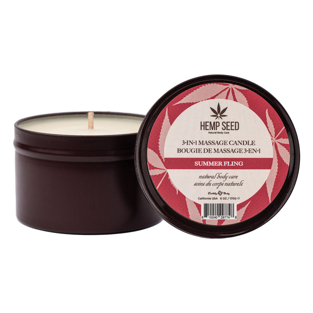 Hemp Seed 3-In-1 Massage Candle Summer Fling 6 oz. | 810040297748 | Available at EroticWarehouse.com