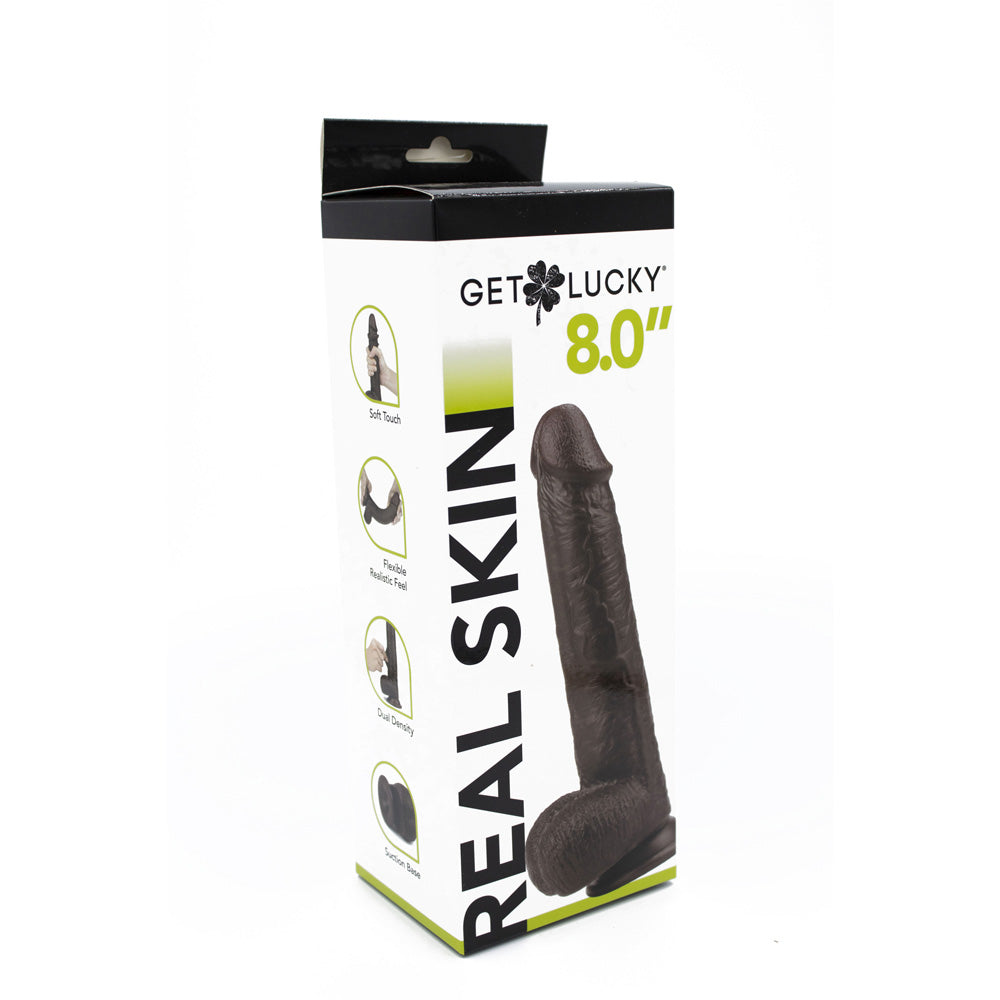 Get Lucky 8" Dual Layer Dong Dark Brown | 810046850657 | Available at EroticWarehouse.com