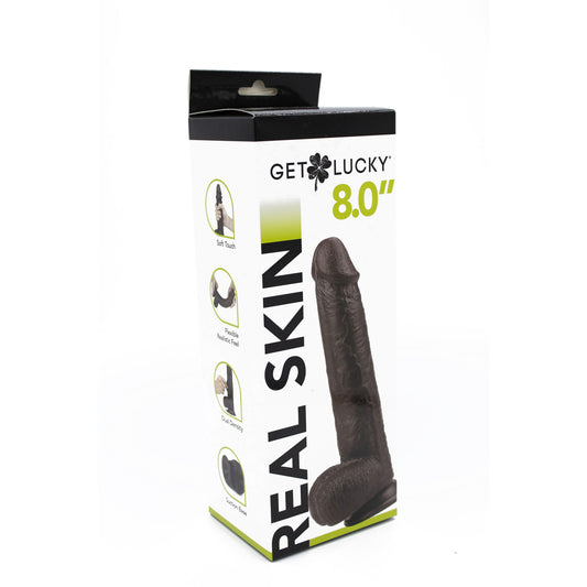 Get Lucky 8" Dual Layer Dong Dark Brown | 810046850657 | Available at EroticWarehouse.com