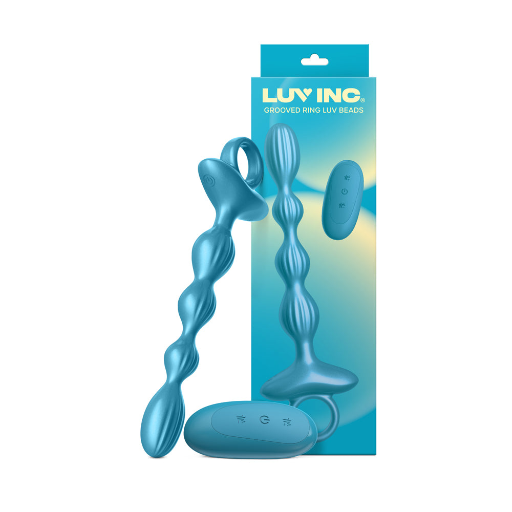 Gr41: Grooved Ring Luv Beads Metallic Blue | 810119283641 | Available at EroticWarehouse.com