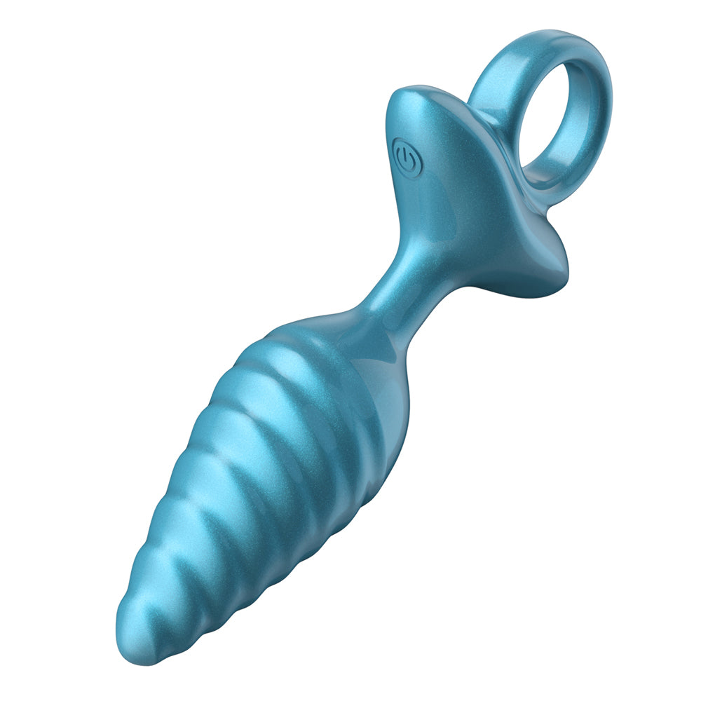 Tr59: Tapered Swirl Ring Luv Plug Metallic Blue | 810119283665 | Available at EroticWarehouse.com