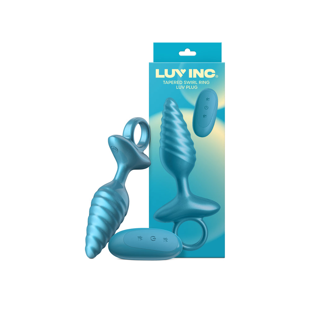 Tr59: Tapered Swirl Ring Luv Plug Metallic Blue | 810119283665 | Available at EroticWarehouse.com