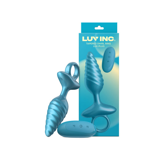 Tr59: Tapered Swirl Ring Luv Plug Metallic Blue | 810119283665 | Available at EroticWarehouse.com