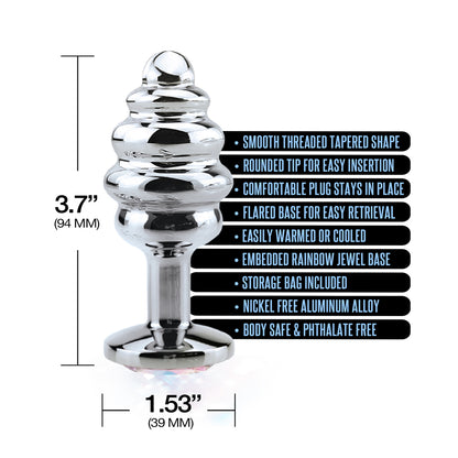 Nixie Ribbed Stainless Steel Butt Plug Honey Dipper Large | 810126930026 | Available at EroticWarehouse.com