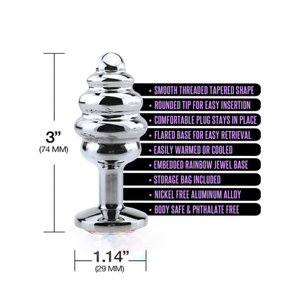 Nixie Ribbed Metal Butt Plug Honey Dipper Small | 810126930040 | Available at EroticWarehouse.com