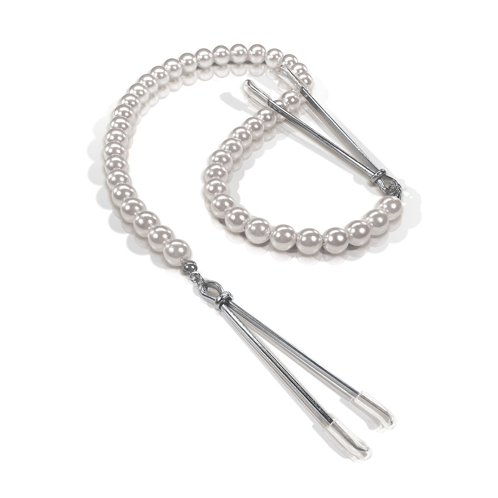 Nixie Adjustable Tweezer Clips With Pearls White Gold | 810126930064 | Available at EroticWarehouse.com
