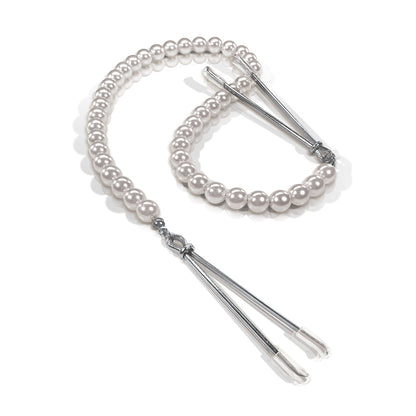Nixie Adjustable Tweezer Clips With Pearls White Gold | 810126930064 | Available at EroticWarehouse.com