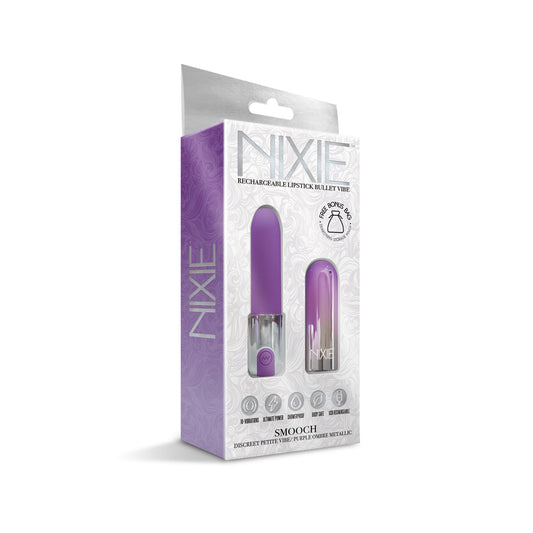 Nixie Smooch Rechargeable Lipstick Bullet Vibrator Purple Ombre | 810126930101 | Available at EroticWarehouse.com