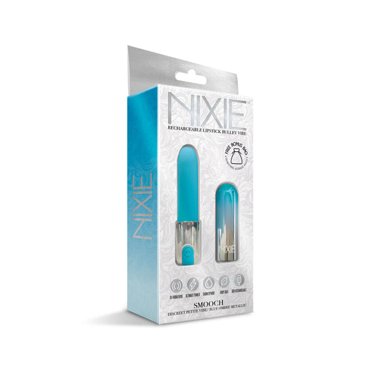 Nixie Smooch Rechargeable Lipstick Bullet Vibrator Blue Ombre | 810126930118 | Available at EroticWarehouse.com