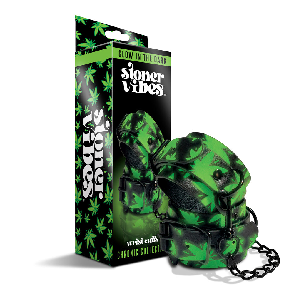 Stoner Vibes Chronic Collection Glow In The Dark Wrist Cuffs | 810126930132 | Available at EroticWarehouse.com