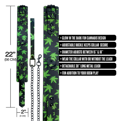 Stoner Vibes Chronic Collection Glow In The Dark Collar & Leash | 810126930187 | Available at EroticWarehouse.com