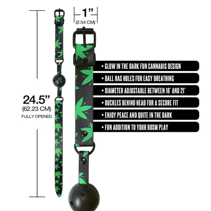 Stoner Vibes Chronic Collection Glow In The Dark Breathable Ball Gag | 810126930224 | Available at EroticWarehouse.com