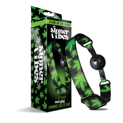 Stoner Vibes Chronic Collection Glow In The Dark Breathable Ball Gag | 810126930224 | Available at EroticWarehouse.com