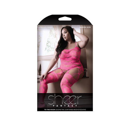 To The Moon Geometric Gartered Bodystocking - Queen Size | 811432019580 | Available at EroticWarehouse.com