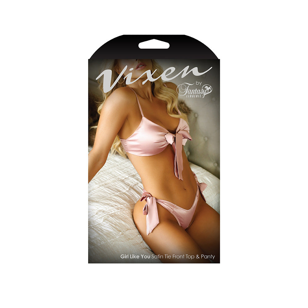 Girl Like You Satin Tie Front Top & Panty - L/XL Boxed | 811432019870 | Available at EroticWarehouse.com