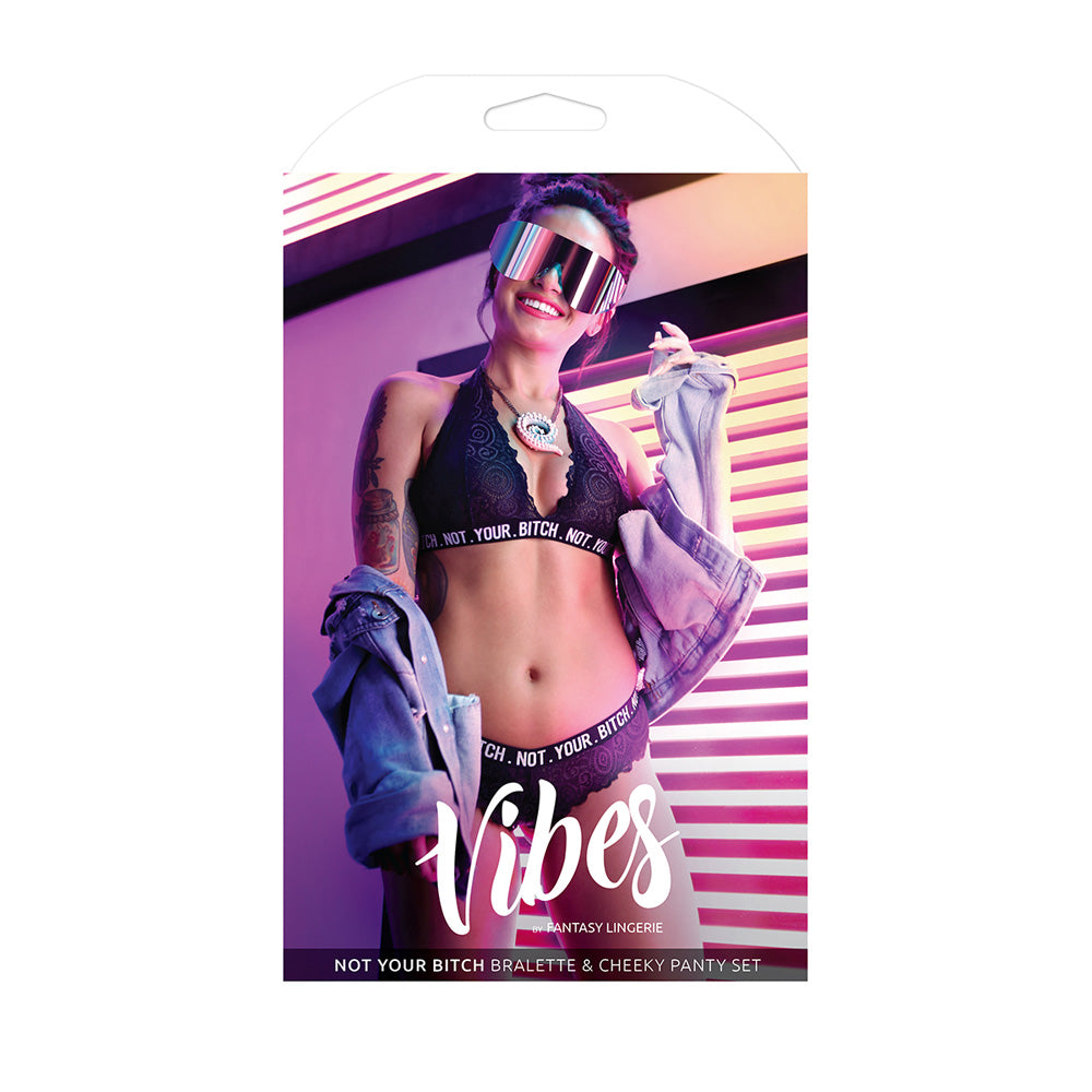 Not Your Bitch Bralette & Cheeky Panty Set - L/XL Boxed | 811432028926 | Available at EroticWarehouse.com