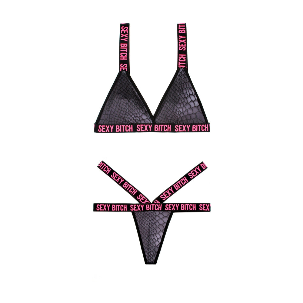 Sexy Bitch Bralette & Strappy Panty Set Queen Size | 811432029862 | Available at EroticWarehouse.com