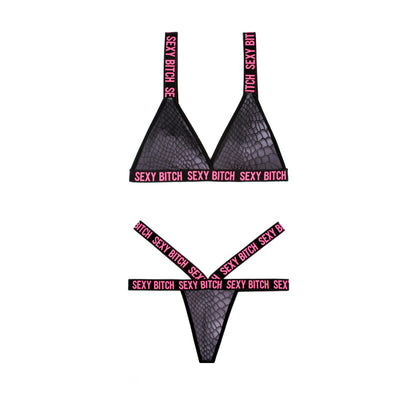 Sexy Bitch Bralette & Strappy Panty Set Queen Size | 811432029862 | Available at EroticWarehouse.com