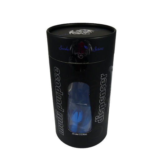 Blue Suede Aluminum Dispenser 250 ml | 811490701014 | Available at EroticWarehouse.com