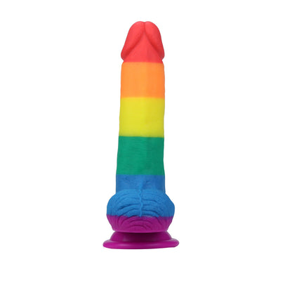 Get Lucky Real Skin 7.5" Pride Dildo Rainbow | 812024033014 | Available at EroticWarehouse.com