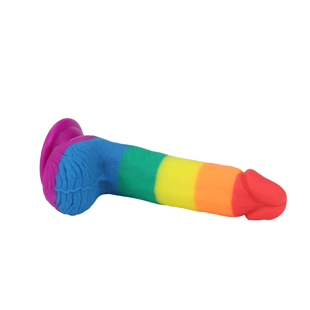 Get Lucky Real Skin 7.5" Pride Dildo Rainbow | 812024033014 | Available at EroticWarehouse.com